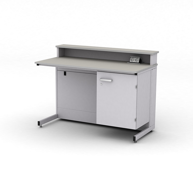 Стіл для викладача ЕКСПЕРТ з надбудовою, розетками та тумбою праворуч, арт. 41-14.114